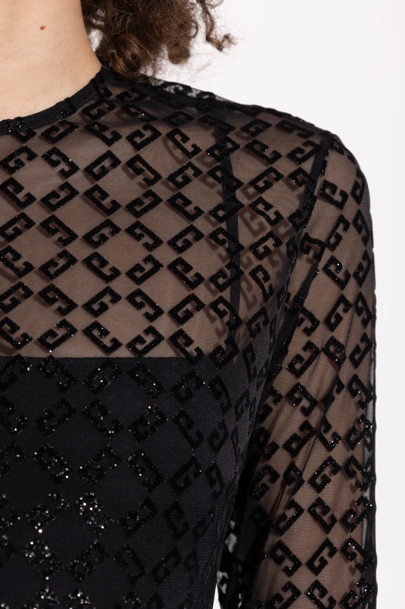 【関税＆送料込み】Givenchy Dress With Monogram Pattern 72 Dress in shiny monogram 72 tulle in - black/silvery